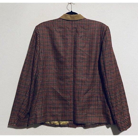 Pendleton Blazer Womens 14 Houndstooth Faux Suede Button Up Academia Preppy - Picture 4 of 7